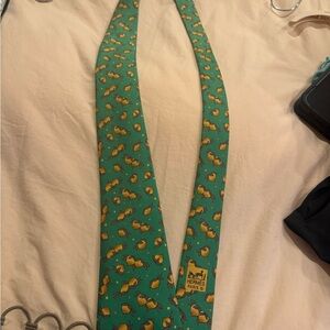 Hermes Green Tie with Yellow Pattern